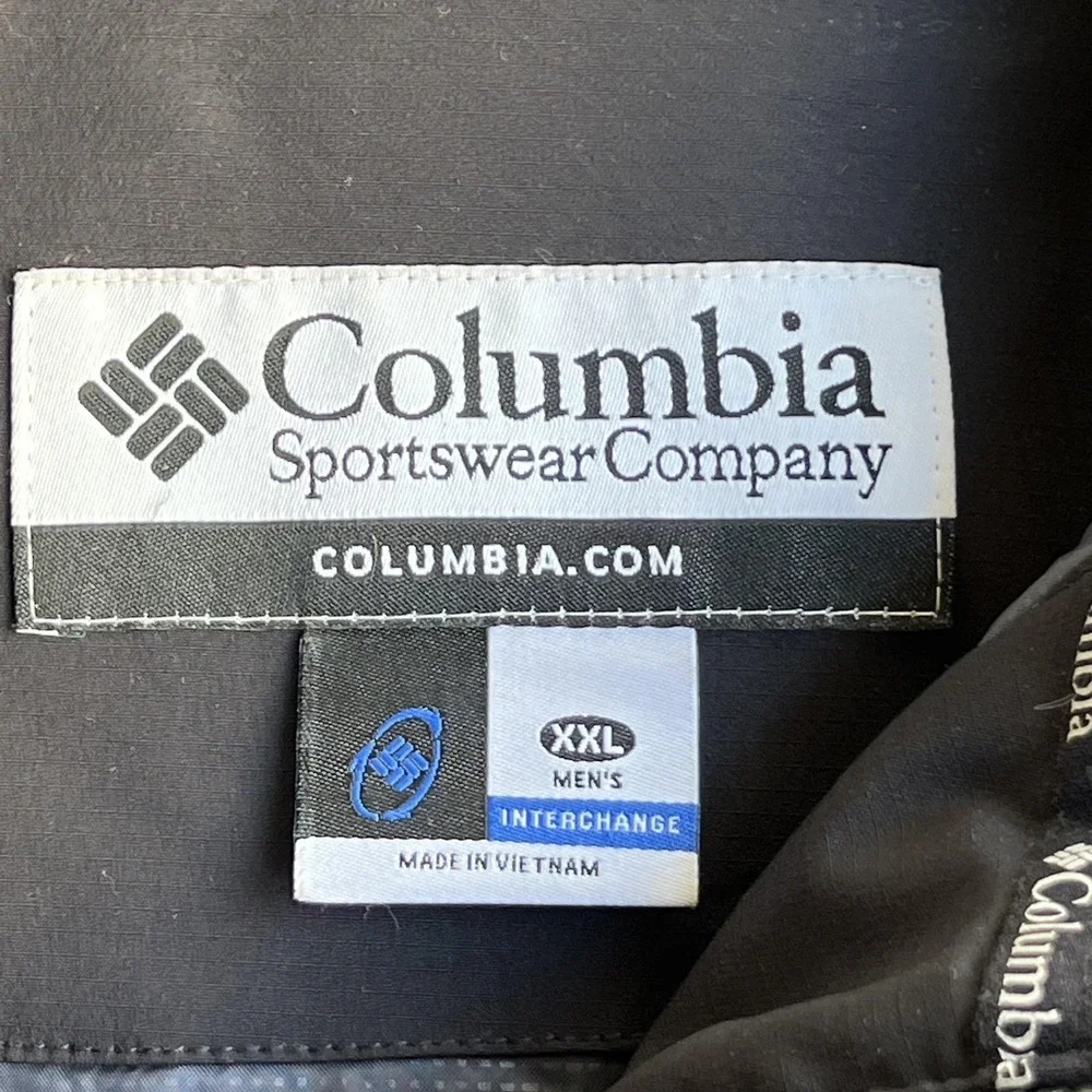 Columbia Jacket Mens 2XL Black Softshell Full‎ Zip Interchange Outdoor XM7838